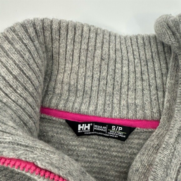 Helly Hansen Marka Wool 1/2 zip Pullover Sweater Grey Rib Knit, Small - Picture 9 of 11